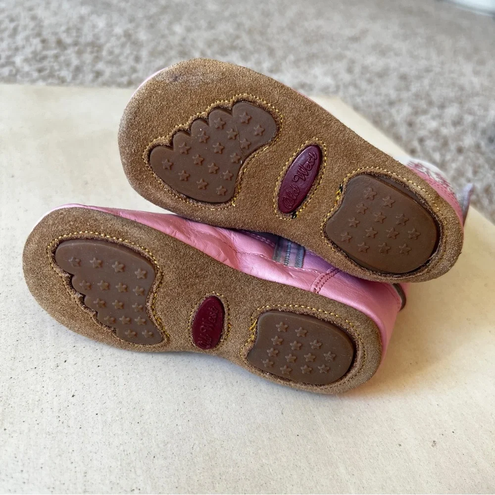 Old West Poppets Boots Pink &‎ white Western infant size 3